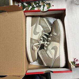 Jordan Boy Tan and Cream High-Top Sneakers